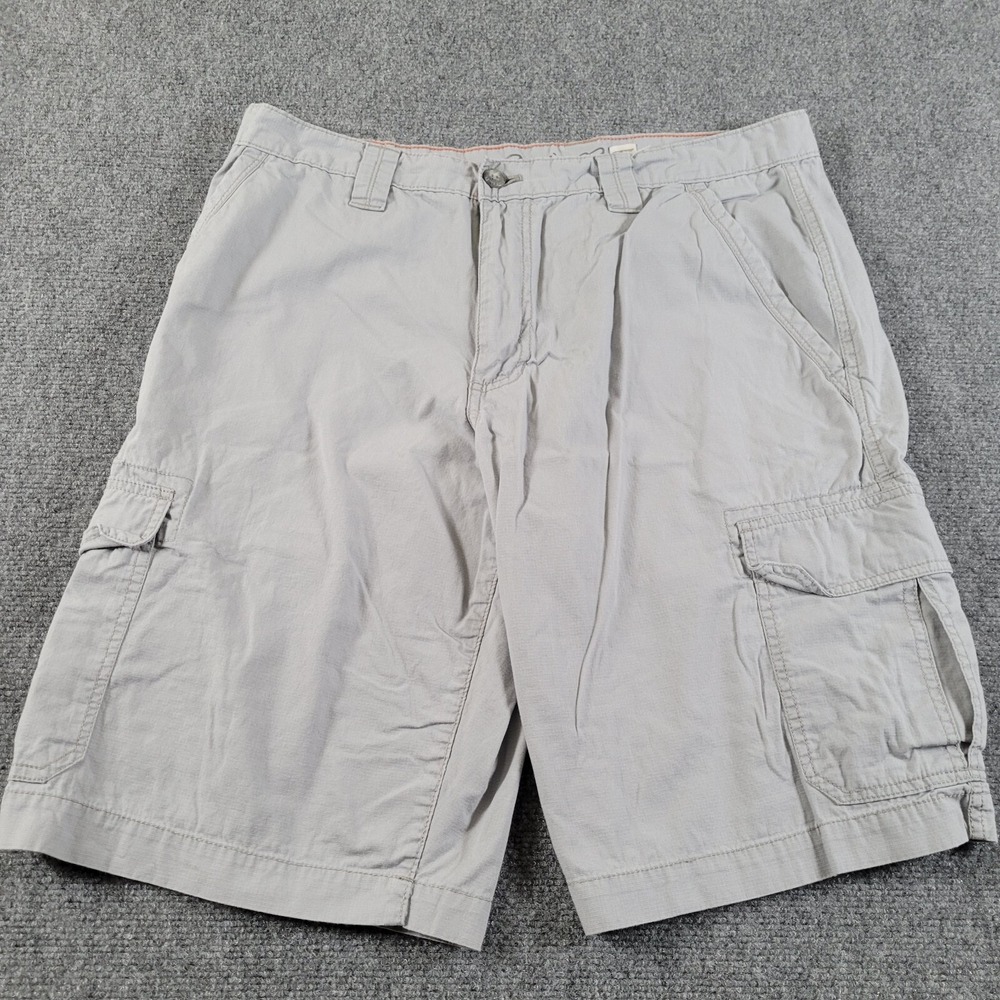 Eddie‎ Bauer Cargo Shorts Mens 35 Rip Stop Specially Dyed Gray Cotton
